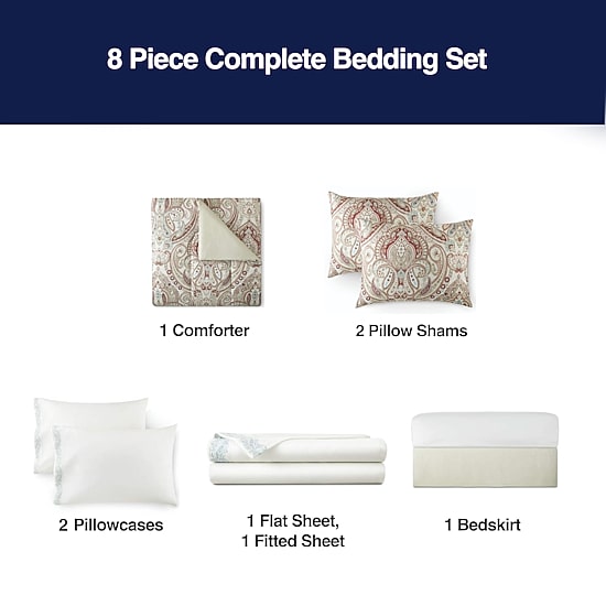 Broadhaven Constance 8-pc. Reversible Complete Bedding Set with Sheets