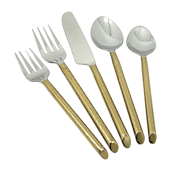 Vibhsa Golden Hammared 20-pc. Flatware Set