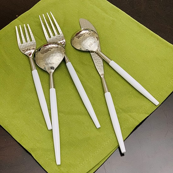 Vibhsa White Hammared 20-pc. Flatware Set