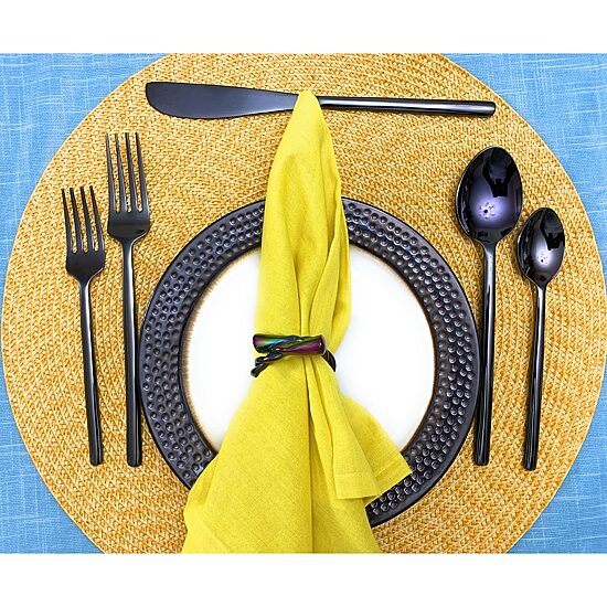 Vibhsa Shiny Black 20-pc. Flatware Set