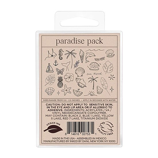 Inked By Dani Paradise Temporary Tattoo Pack