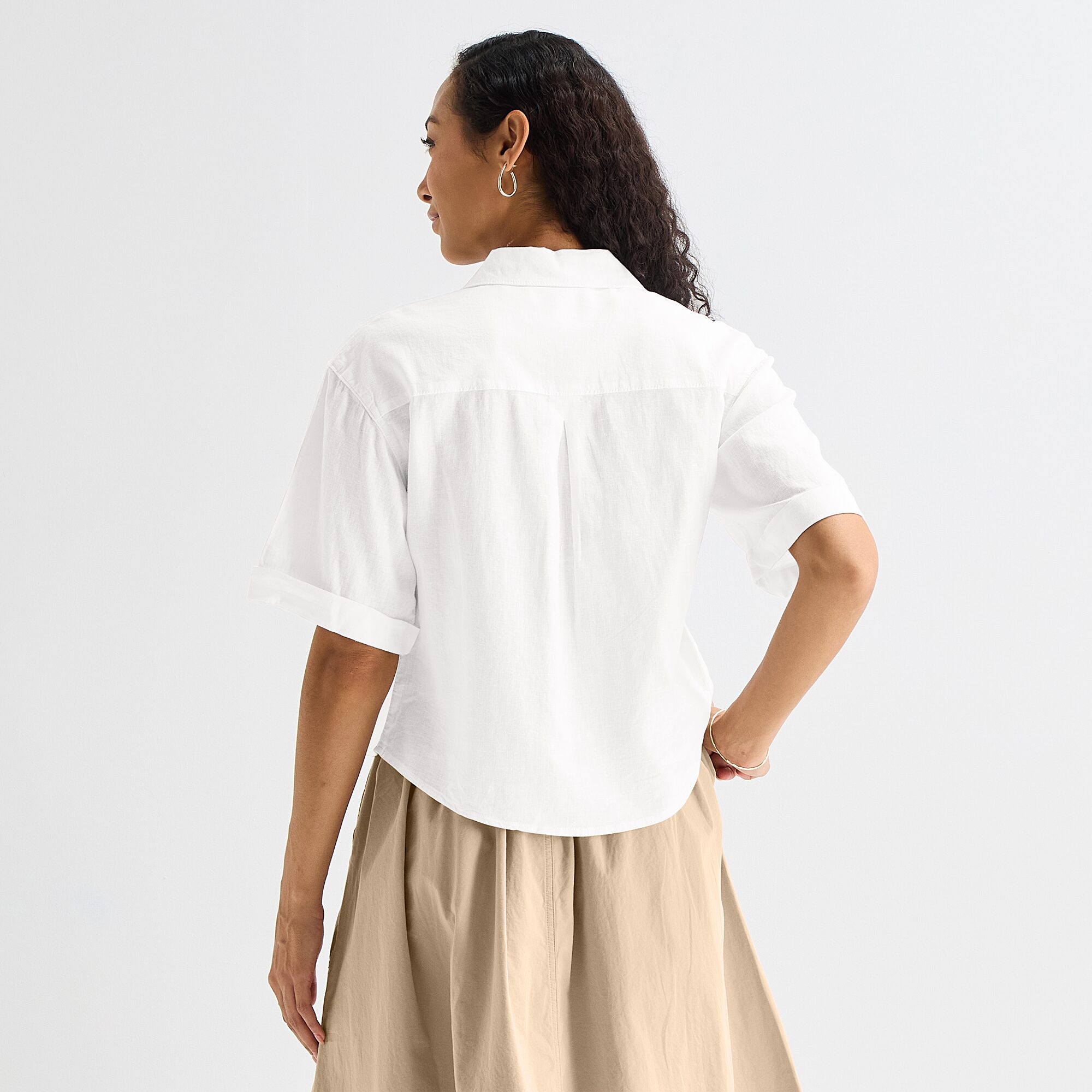 Liz Claiborne Linen Womens Short Sleeve Blouse