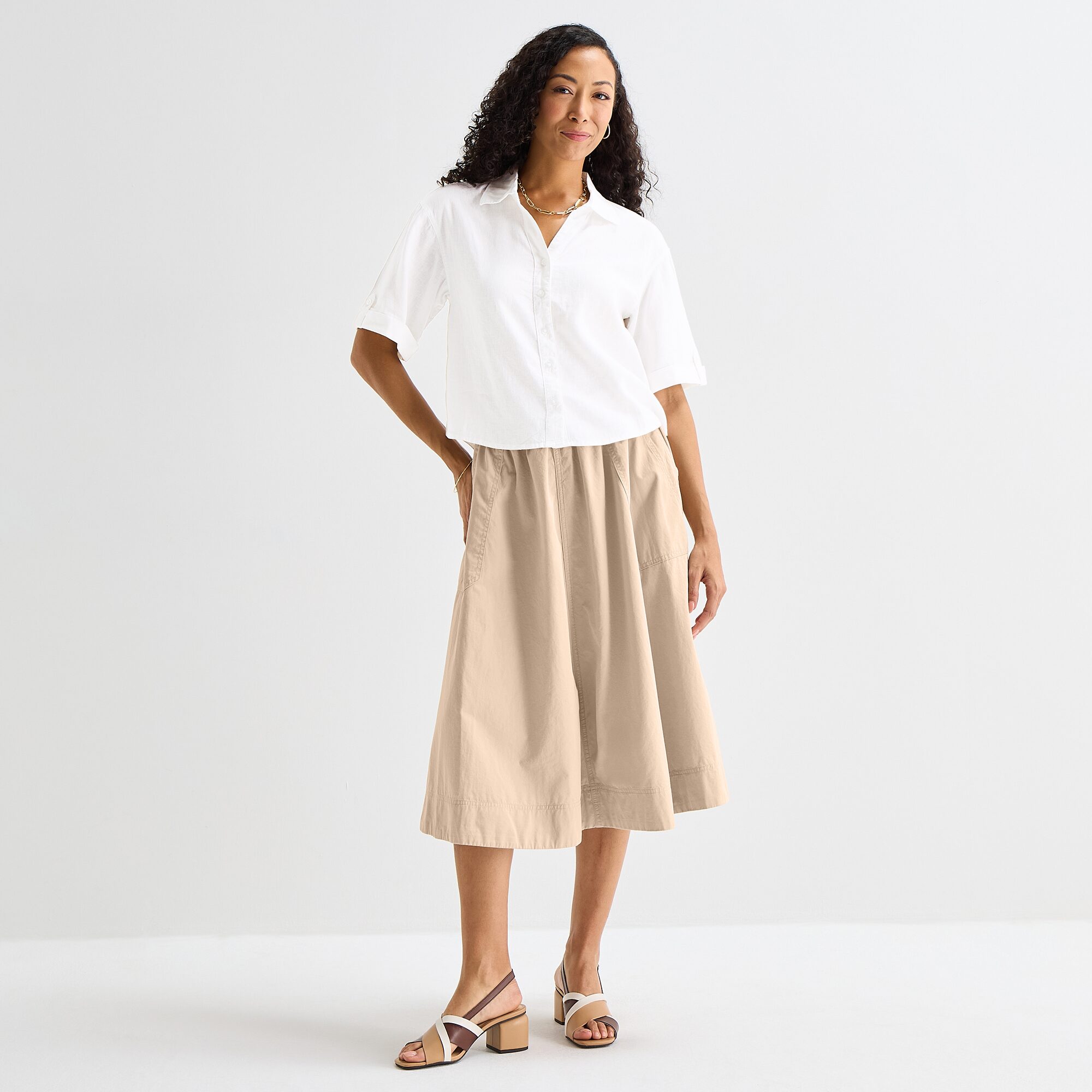 Liz Claiborne Linen Womens Short Sleeve Blouse