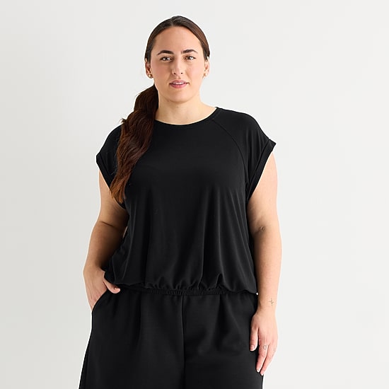 Stylus Womens Plus Crew Neck Short Sleeve T-Shirt