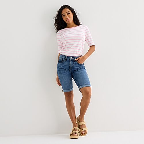 St. John’s Bay Womens 11″ Tall Bermuda Short, 20 Tall, Blue