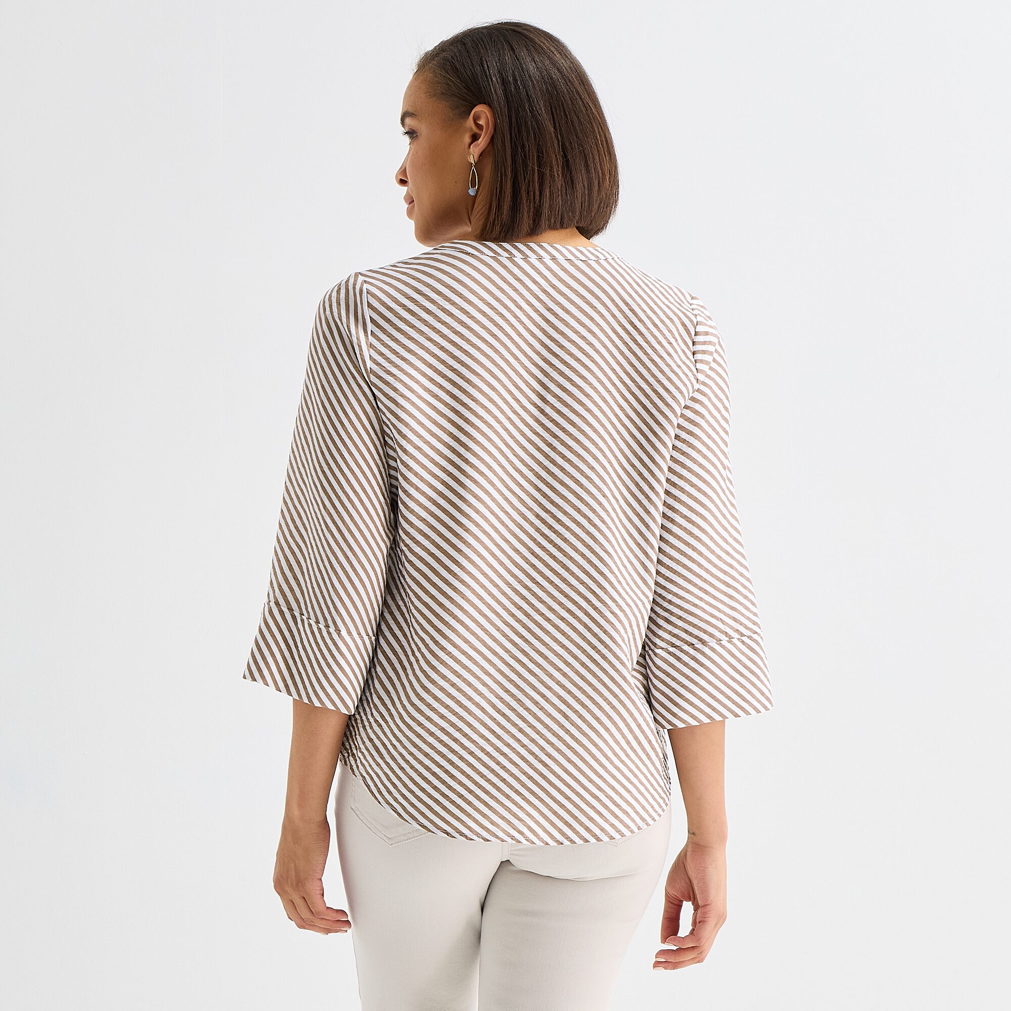 Liz Claiborne Womens Split Crew Neck 3/4 Sleeve Tunic Top