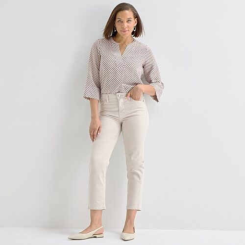 Liz Claiborne Lana Womens High Rise Cropped Jean In Sand