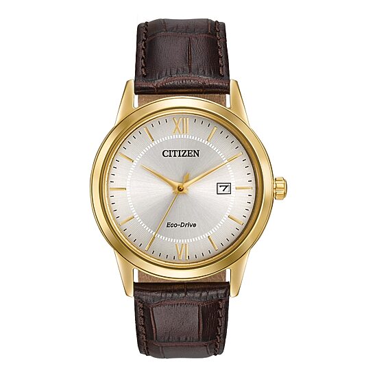 Citizen Corso Mens Brown Leather Strap Watch Aw1232-04a