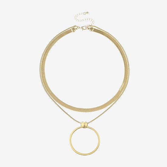 Bold Elements Gold Tone Womens 18 Inch Pendant Necklace