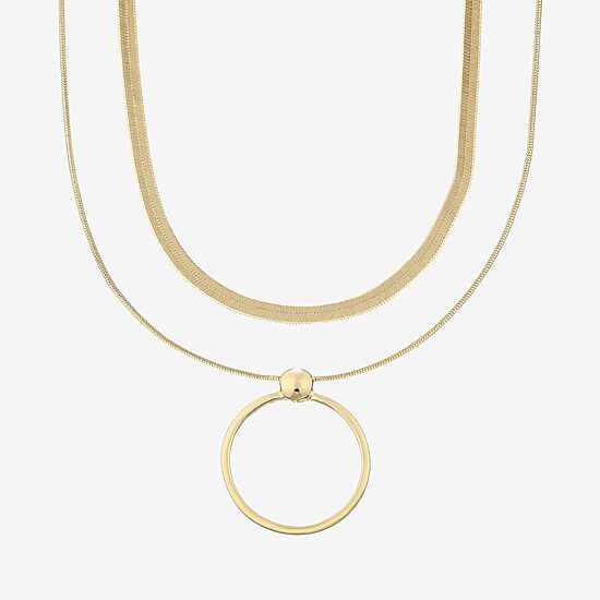 Bold Elements Gold Tone Womens 18 Inch Pendant Necklace