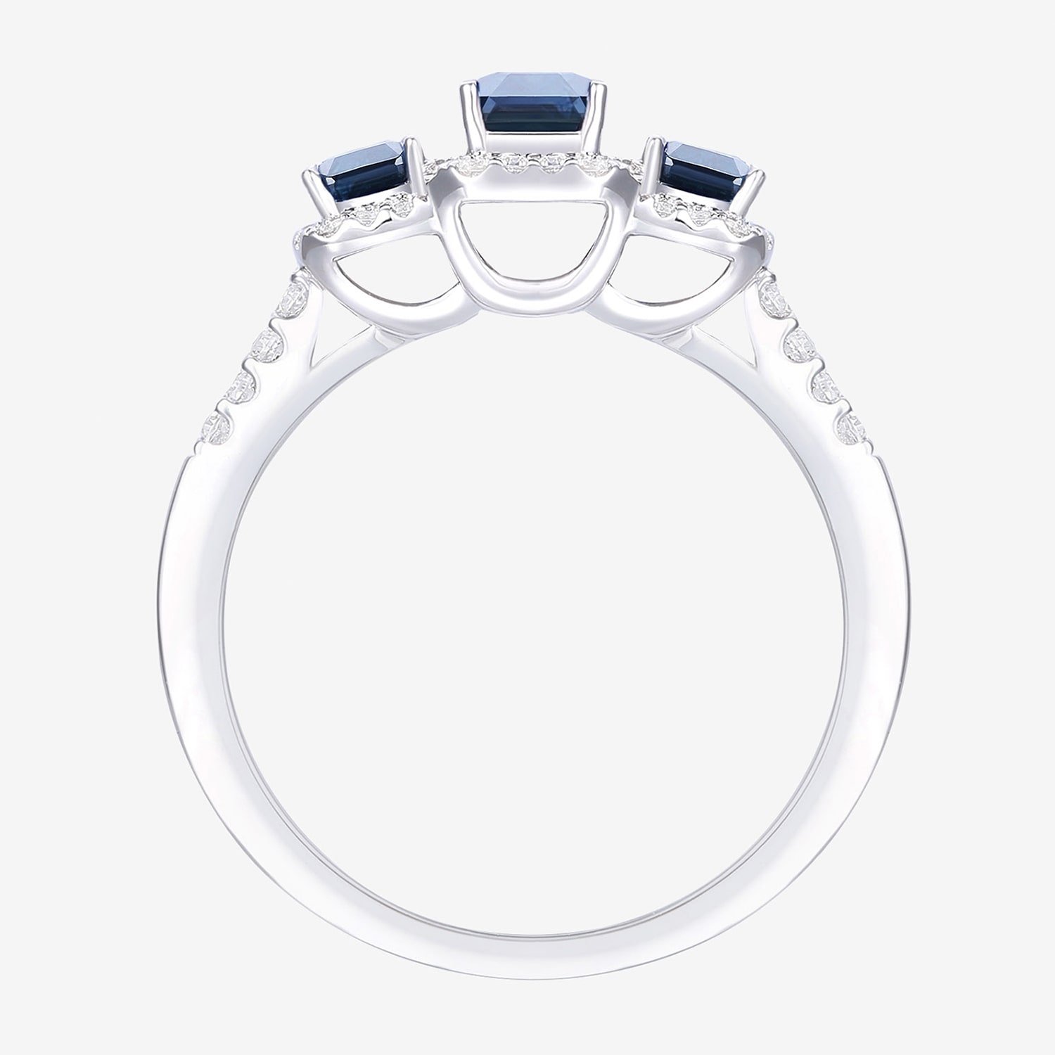 Womens Gemstone 14K Gold Over Silver Halo 3-Stone Cocktail Ring