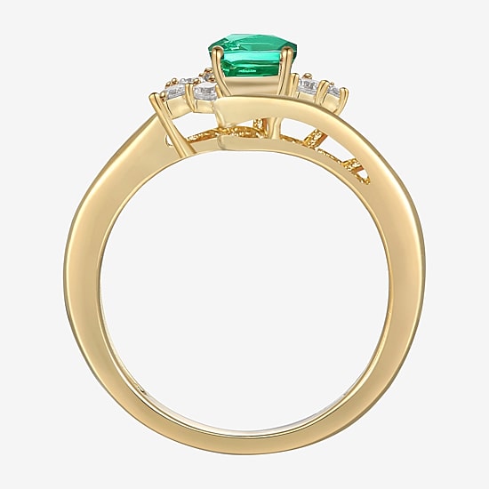 Womens Gemstone 14K Gold Over Silver Crossover Side Stone Cocktail Ring