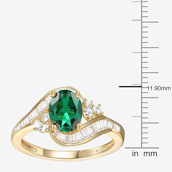 Womens Gemstone 14K Gold Over Silver Crossover Side Stone Cocktail Ring