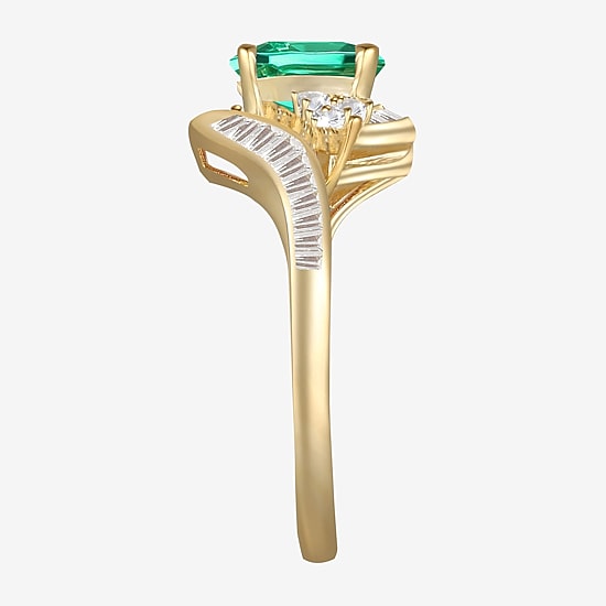 Womens Gemstone 14K Gold Over Silver Crossover Side Stone Cocktail Ring