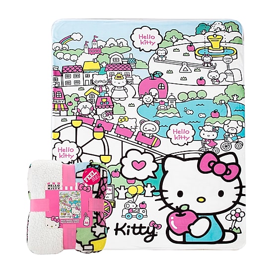 Northwest Hello Kitty Cute World Sherpa Midweight Throw