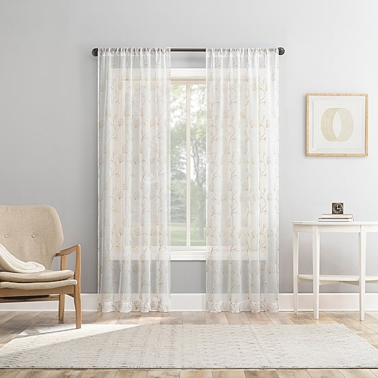 Sun Zero Arbor Embroidered Grommet Top Blackout Set of 4 Curtain Panel