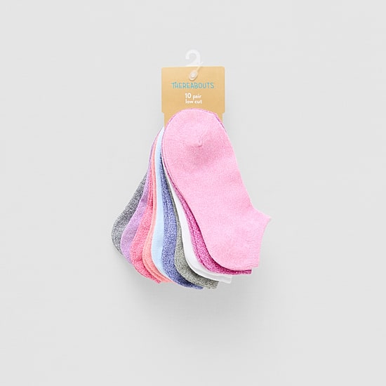 Thereabouts Little & Big Kid Girls 10 Pair Low Cut Socks