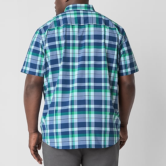 St. John's Bay Performance Mens Short Sleeve Classic Fit Big and Tall Button-Down Shirt