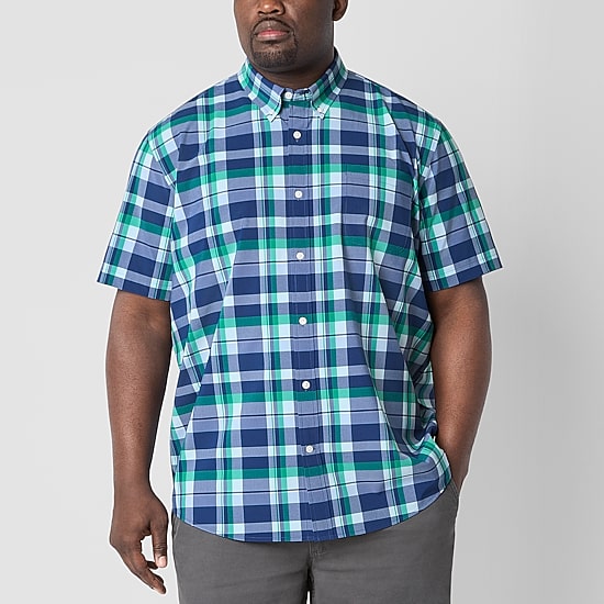 St. John's Bay Performance Mens Short Sleeve Classic Fit Big and Tall Button-Down Shirt