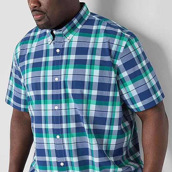 St. John's Bay Performance Mens Short Sleeve Classic Fit Big and Tall Button-Down Shirt