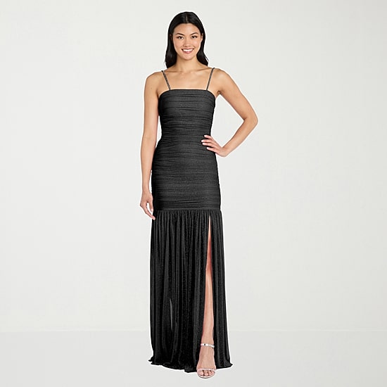Morgan & Co. Womens Juniors Straight Neck Sleeveless Glitter Bodycon Dress