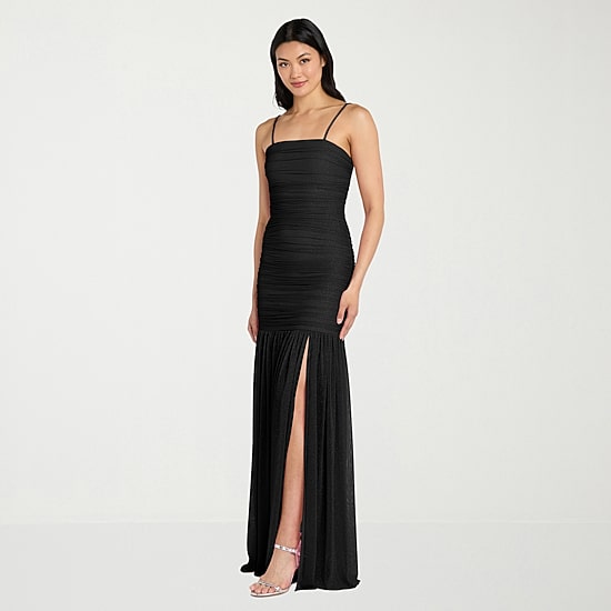 Morgan & Co. Womens Juniors Straight Neck Sleeveless Glitter Bodycon Dress