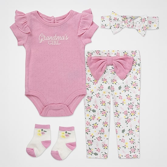 Baby Essentials Baby Girls 4-pc. Pant Set