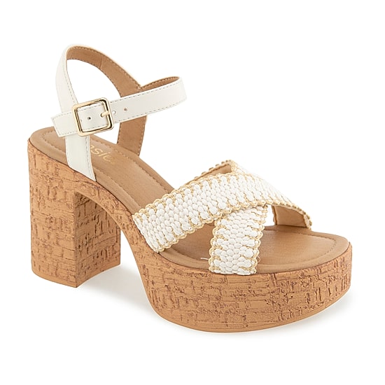 Kensie Sanya Womens Round Peep Toe Chunky Heel Pumps