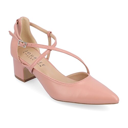 Journee Collection Galvinn Womens Pointed Closed Toe Block Heel Pumps, 10 Wide, Pink