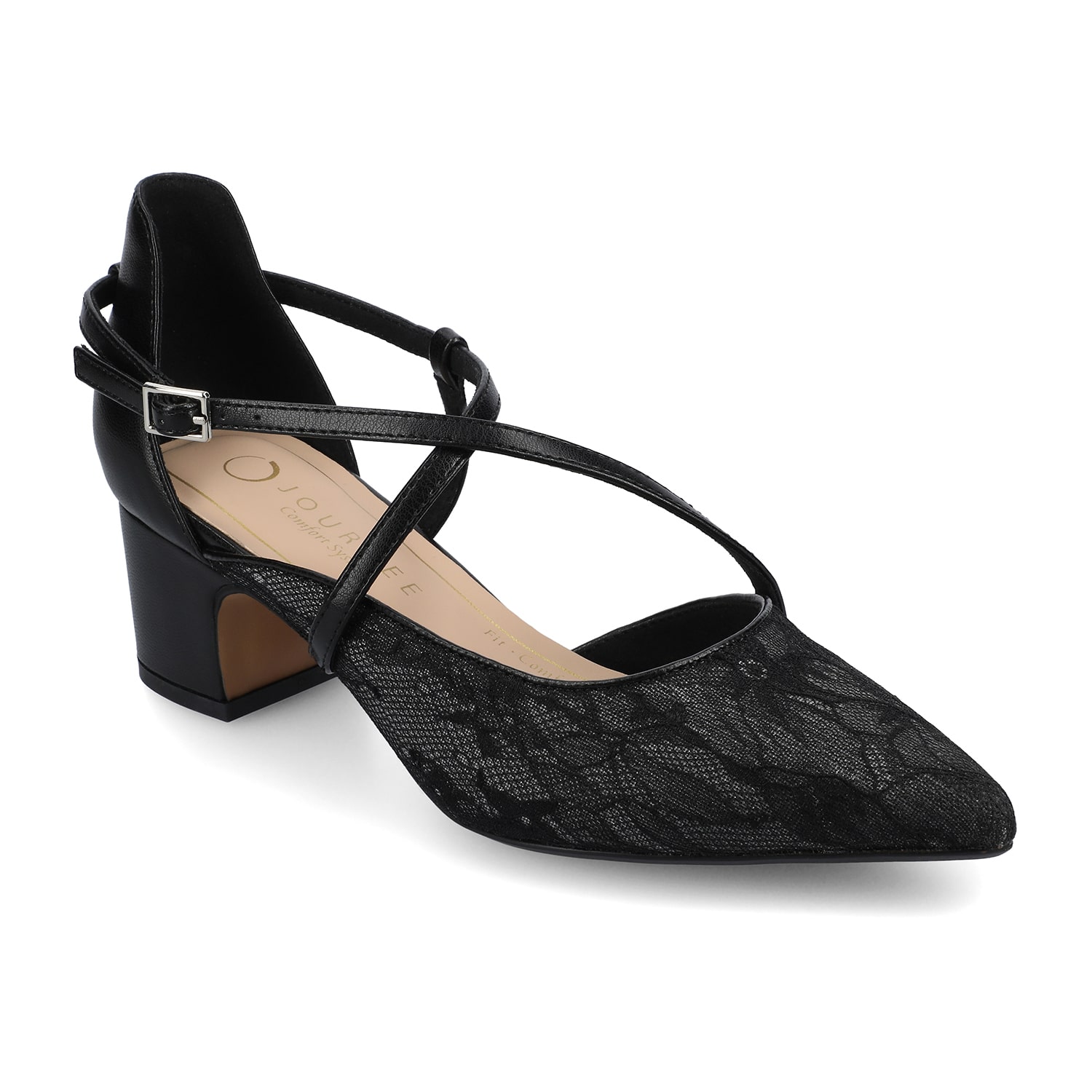 Journee Collection Galvinn Womens Pointed Closed Toe Block Heel Pumps