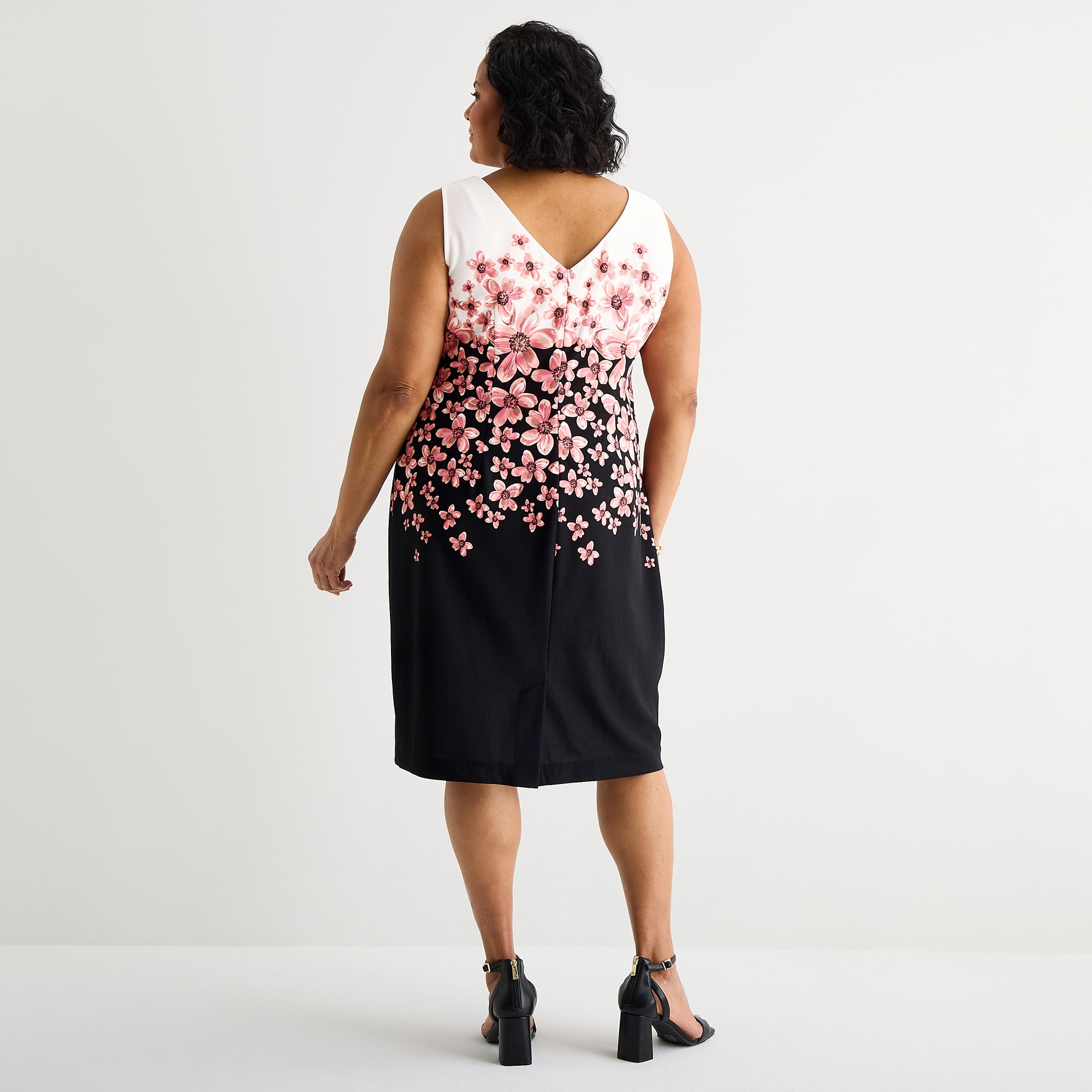 Maya Brooke Womens Plus Fitted Floral Jacket Dress