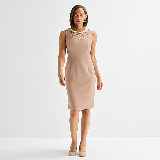 Maya Brooke Womens Fitted Lace Jacket Dress
