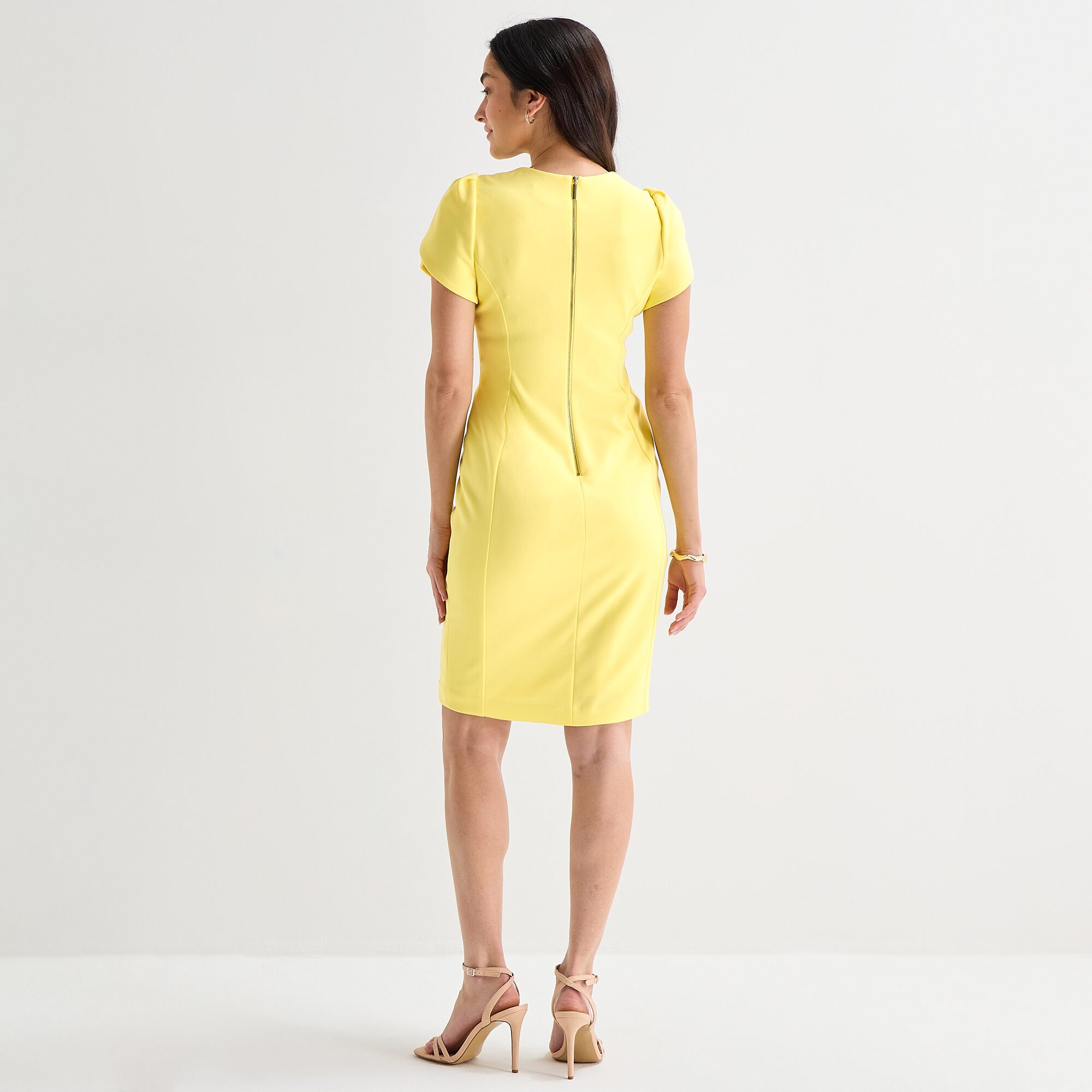 Marc New York Womens Square Neck Short Sleeve Sheath Dress