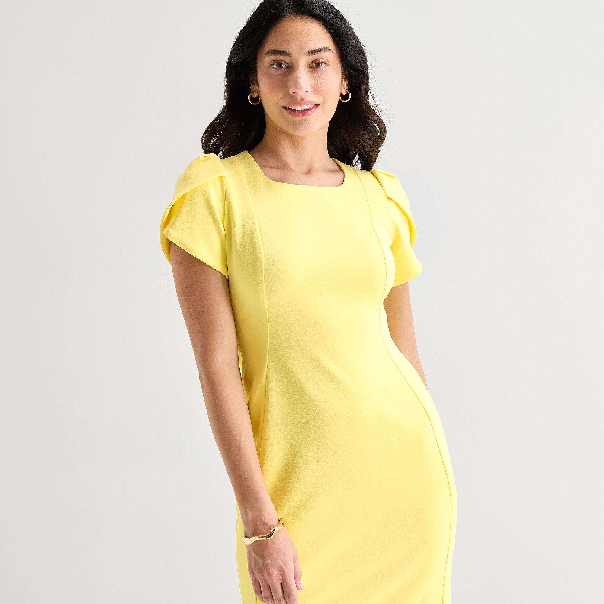 Marc New York Womens Square Neck Short Sleeve Sheath Dress