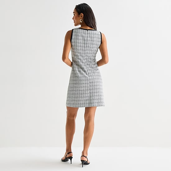Marc New York Womens V Neck Sleeveless Sheath Dress