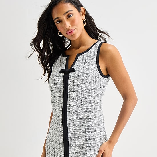 Marc New York Womens V Neck Sleeveless Sheath Dress