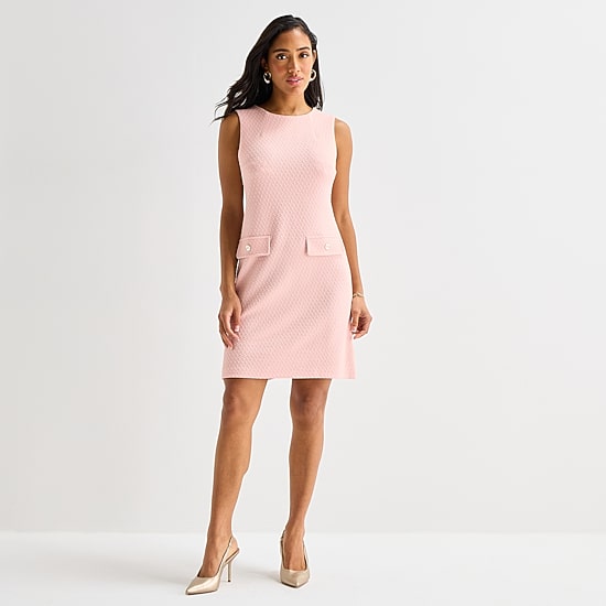 Marc New York Womens Round Neck Sleeveless Sheath Dress