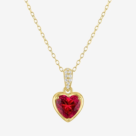 Womens Lab Created Red Ruby 14K Gold Over Silver Heart 2-pc. Jewelry Set