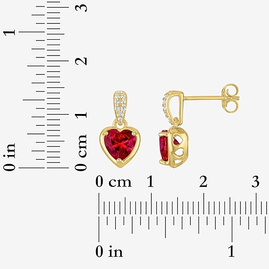 Womens Lab Created Red Ruby 14K Gold Over Silver Heart 2-pc. Jewelry Set