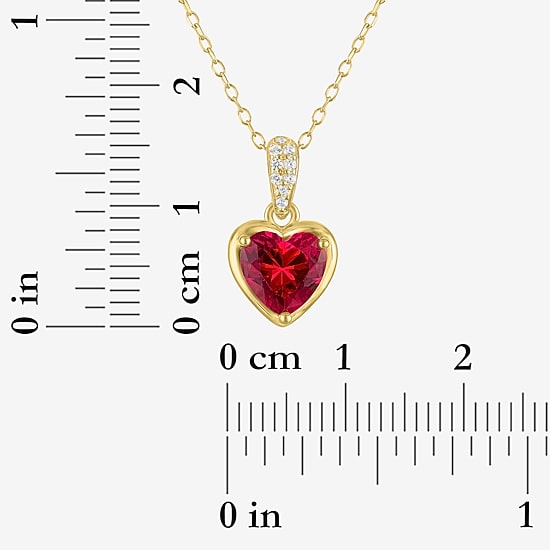 Womens Lab Created Red Ruby 14K Gold Over Silver Heart 2-pc. Jewelry Set