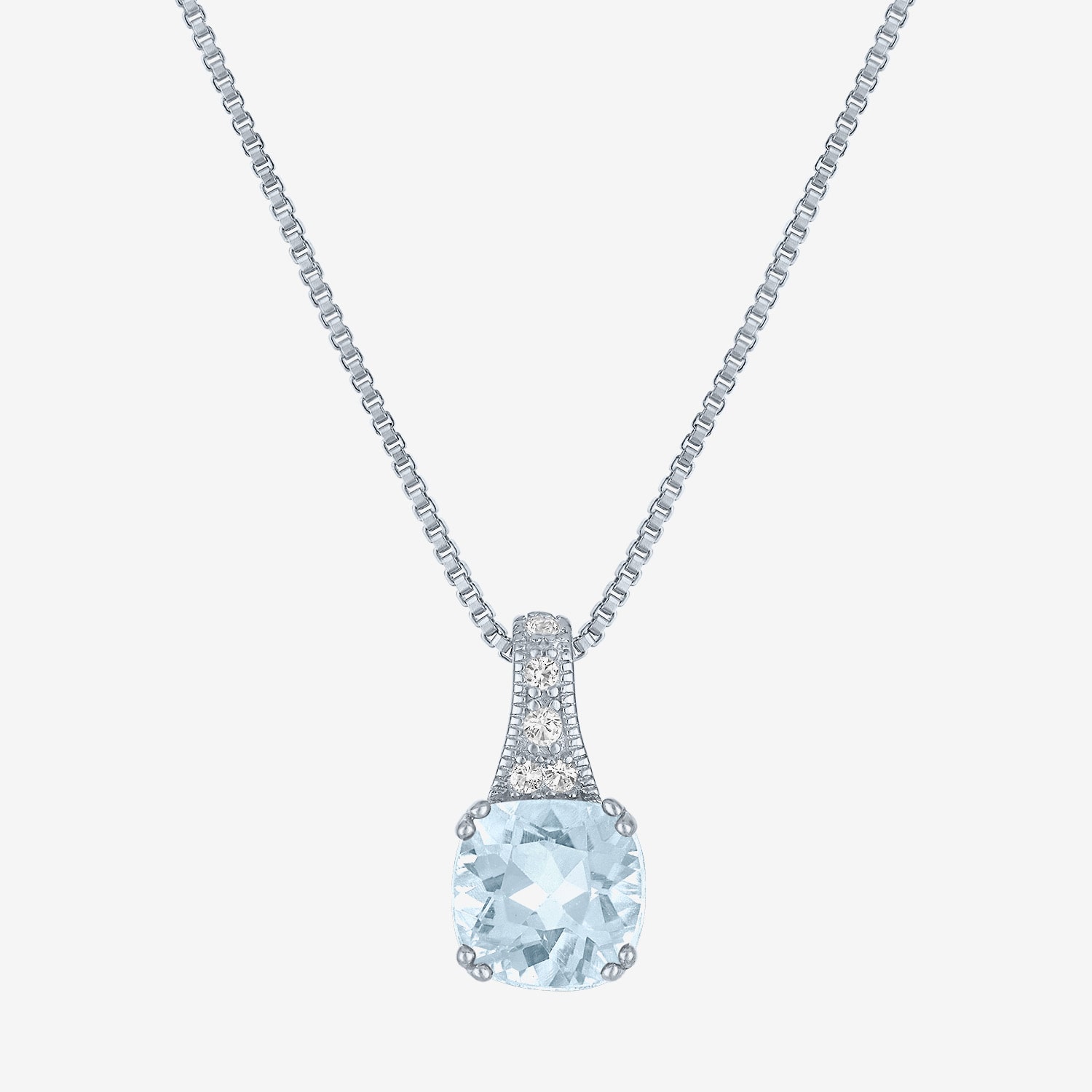 Gemstone Sterling Silver Cushion Pendant Necklace
