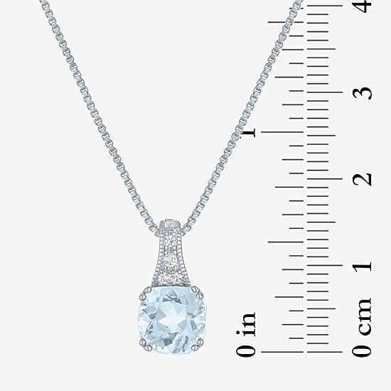 Gemstone Sterling Silver Cushion Pendant Necklace