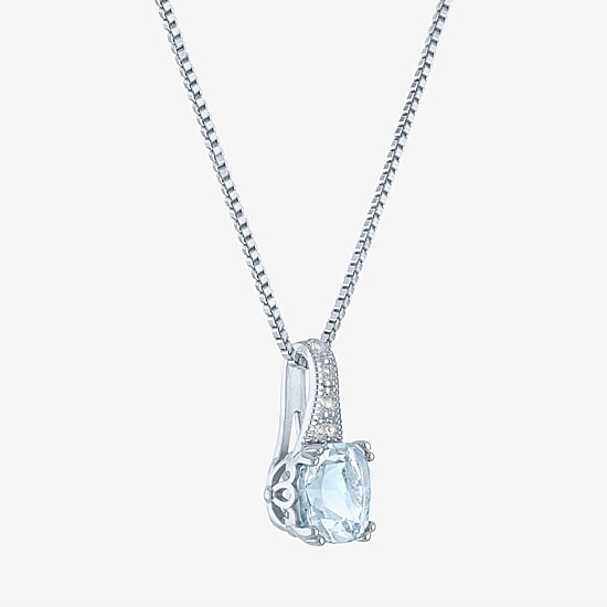 Gemstone Sterling Silver Cushion Pendant Necklace