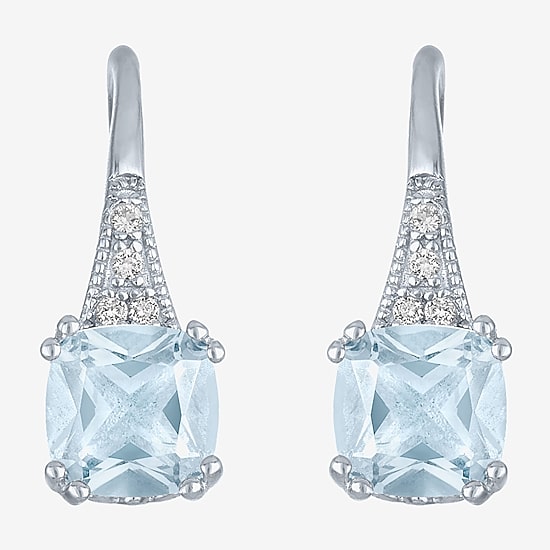 Gemstone Sterling Silver Cushion Drop Earrings