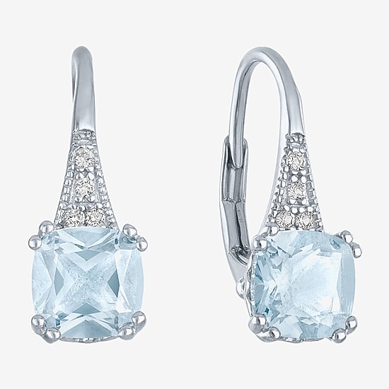 Gemstone Sterling Silver Cushion Drop Earrings