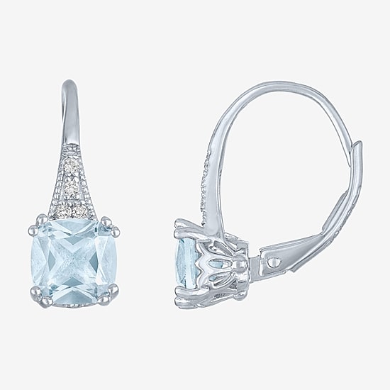 Gemstone Sterling Silver Cushion Drop Earrings