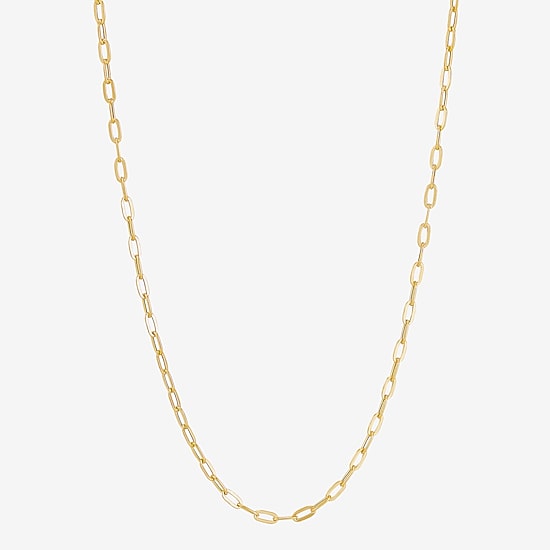 Made in Italy Womens 10K Gold 18 Inch Paperclip Chain Necklace