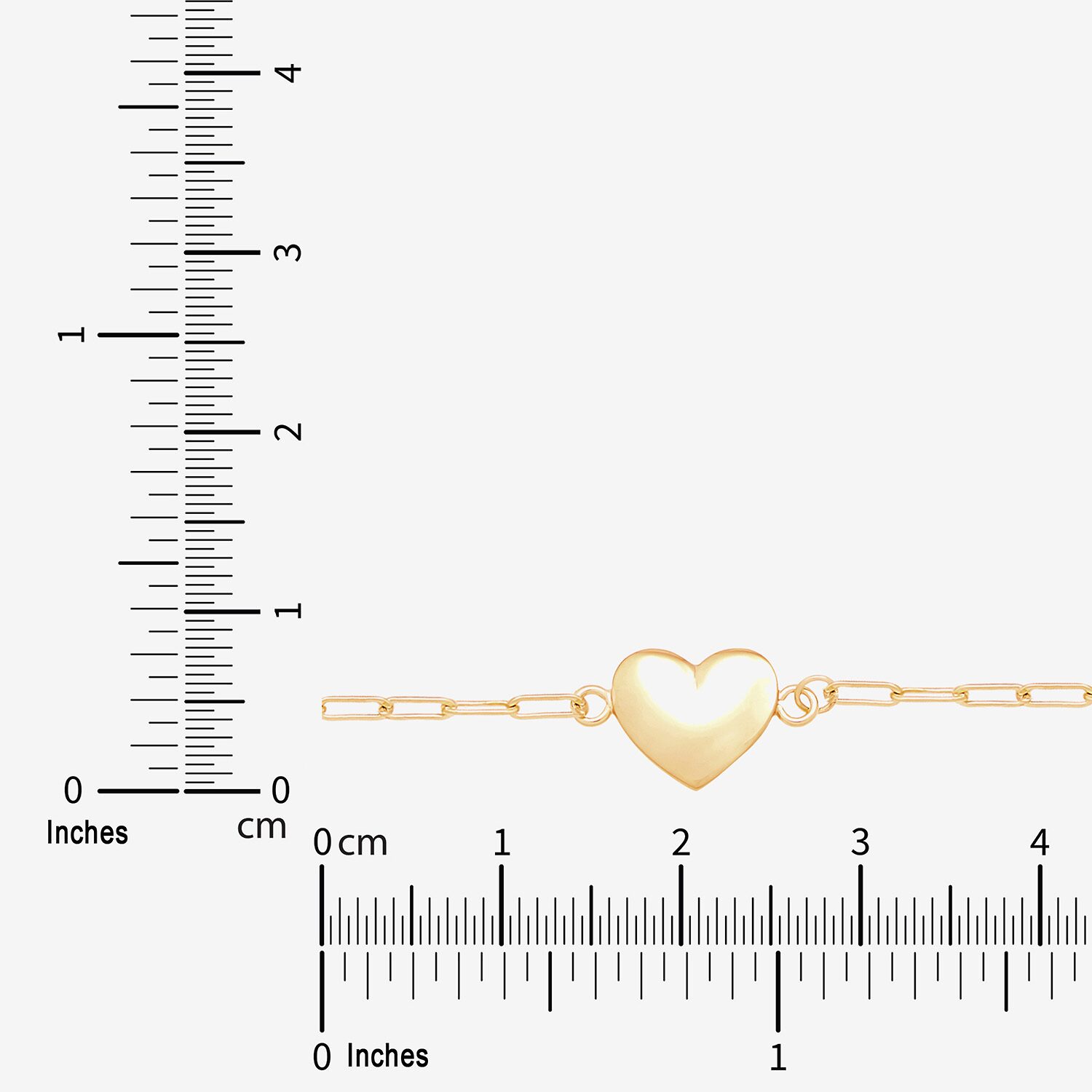Gold Addiction Womens 10K Gold 7.25 Inch Solid Heart Chain Bracelet