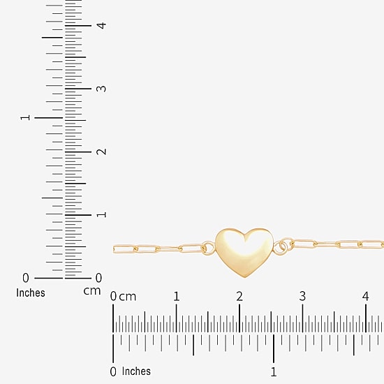 Gold Addiction Womens 10K Gold 7.25 Inch Solid Heart Chain Bracelet