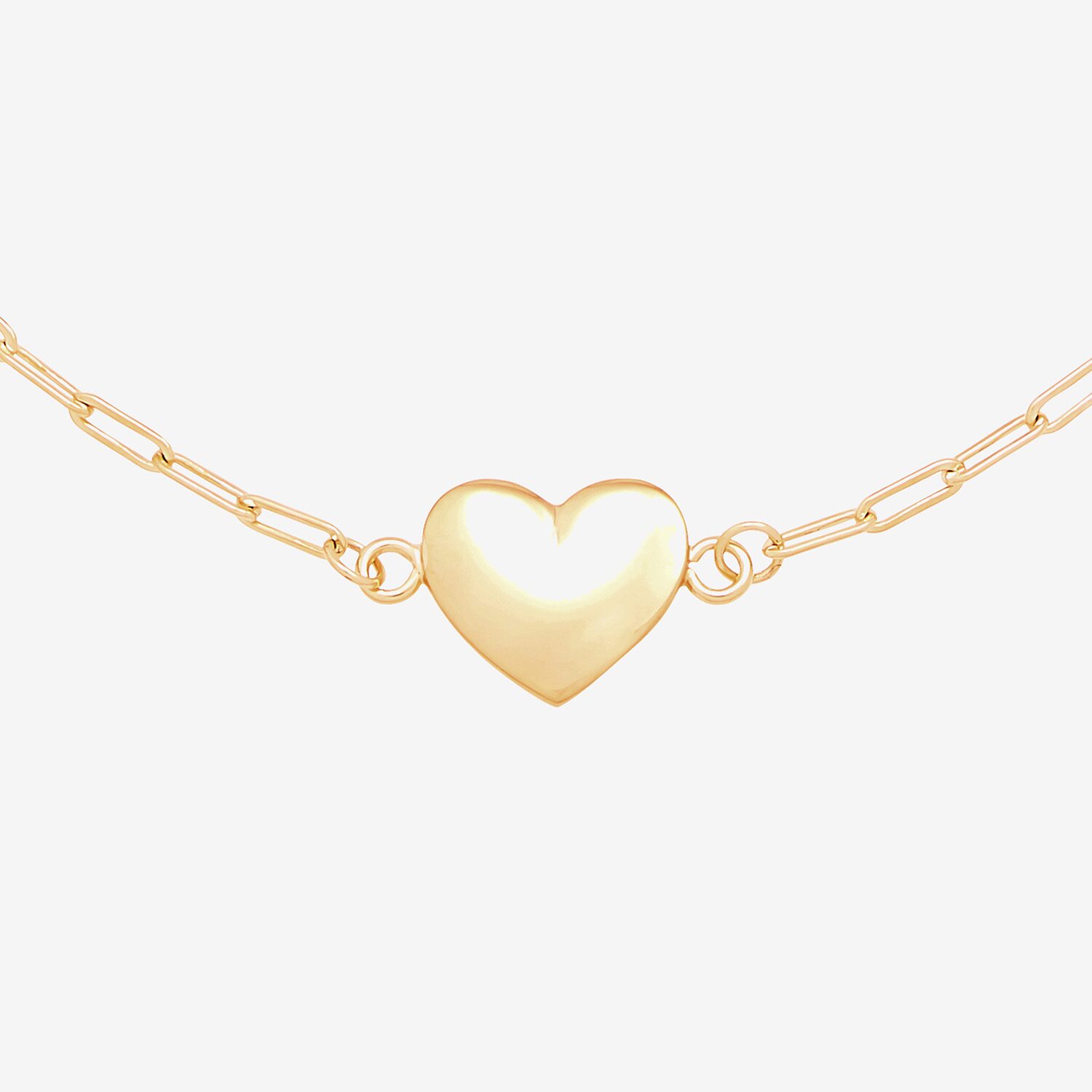 Gold Addiction Womens 10K Gold 7.25 Inch Solid Heart Chain Bracelet